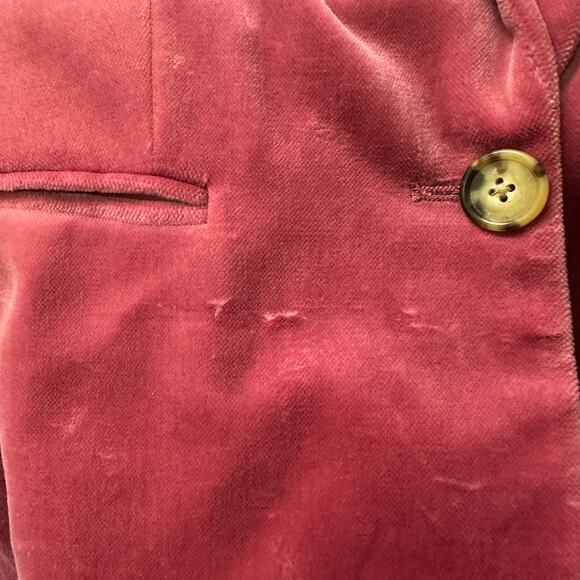 J.Crew Parke Blazer Jacket In Velvet Womens Size 2 Rose Pink Single Button - Picture 7 of 7
